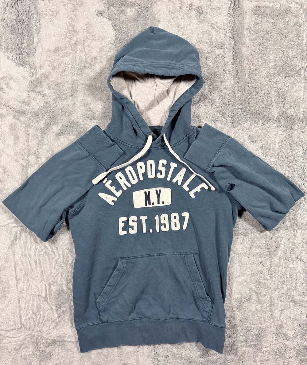 Aeropostale Hoodie Size S Blue N.Y. Est. 1987 Pullover Sweatshirt
